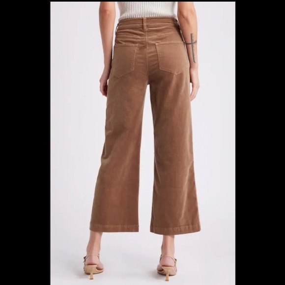 Paige Anessa Patch Pocket Wide Leg Corduroy Pants BROWN - Picture 2 of 8